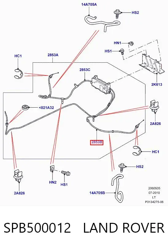 Linka hamulca ręcznego tylna lewa SPB500012 Land Rover