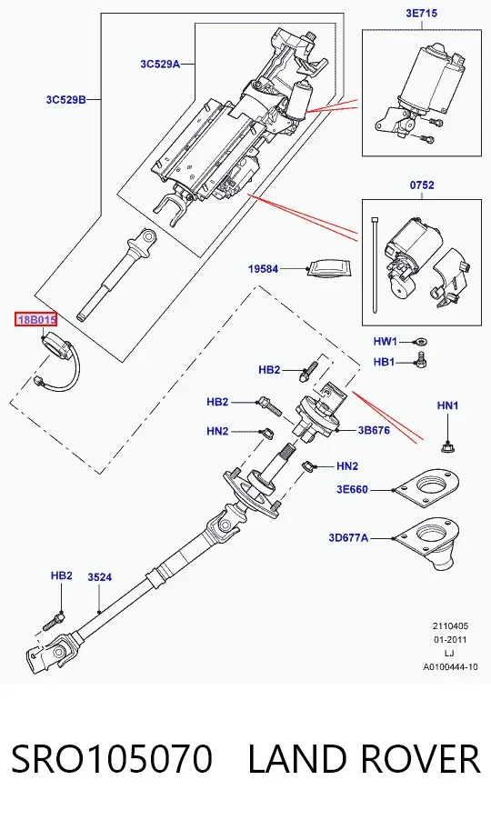 Czujnik kąta skrętu kierownicy SRO105070 Land Rover