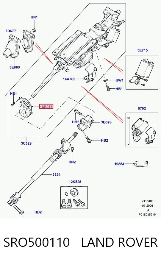 Czujnik kąta skrętu kierownicy SRO500110 Land Rover