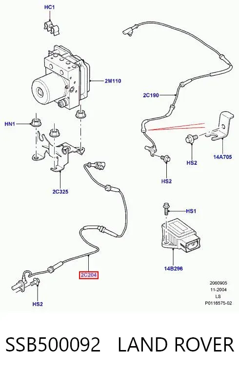 Czujnik ABS przedni SSB500092 Land Rover