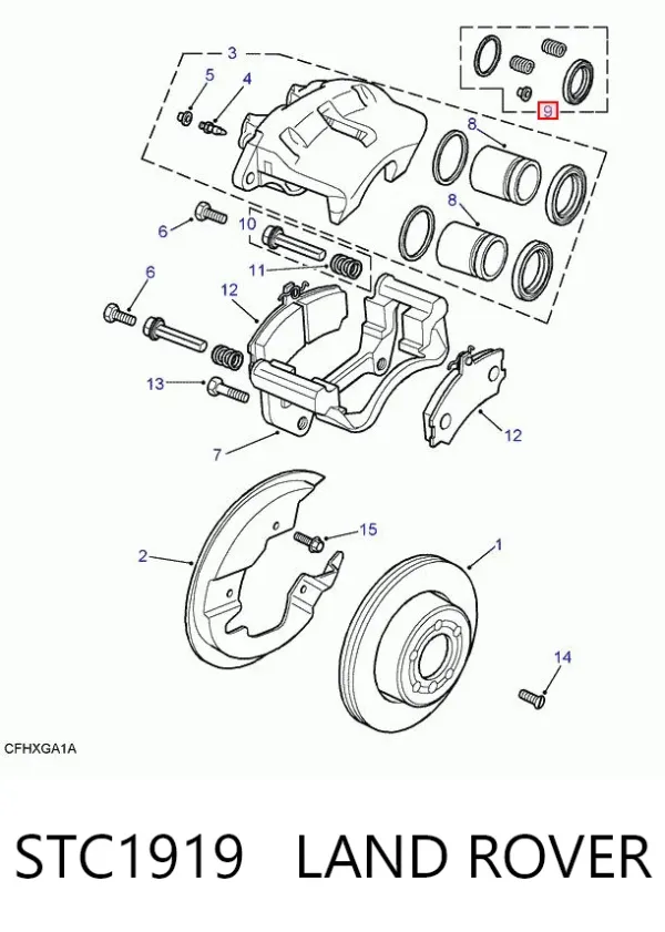 Zestaw naprawczy zacisku hamulcowego przedniego STC1919 Land Rover