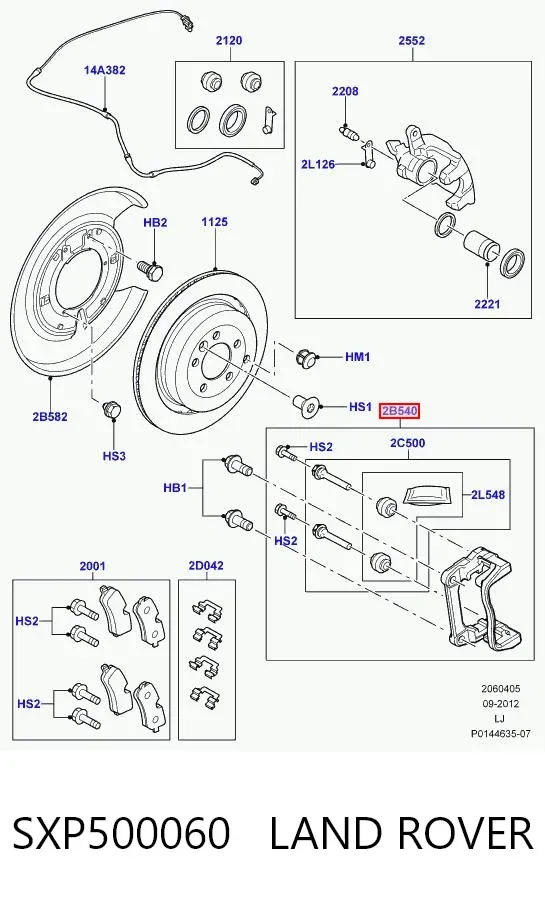 Jarzmo zacisku hamulcowego tylnego SXP500060 Land Rover