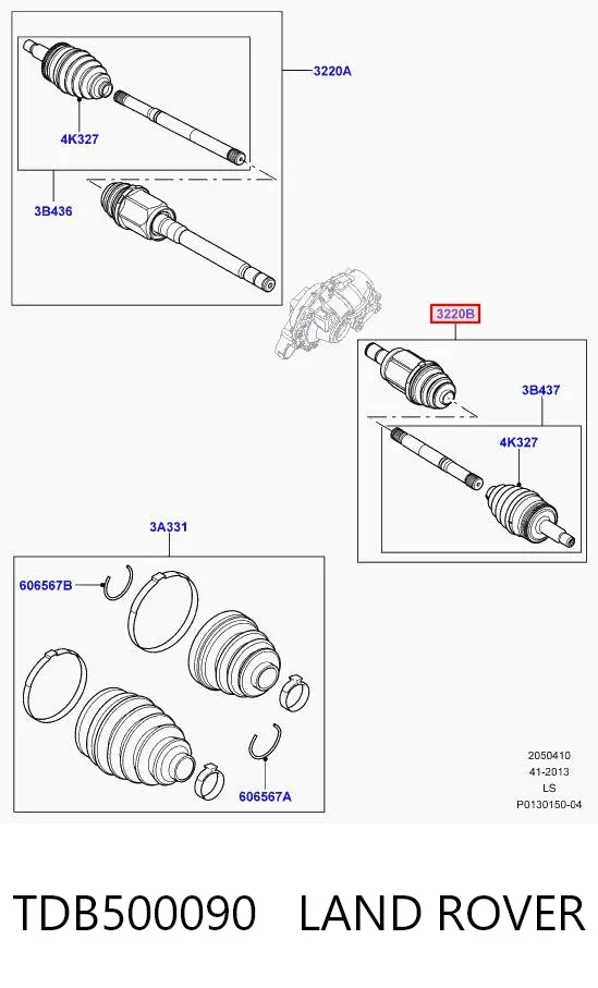 Półoś napędowa przednia lewa TDB500090 Land Rover