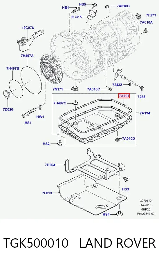 Uszczelka miski automatycznej/mechanicznej skrzyni biegów TGK500010 Land Rover