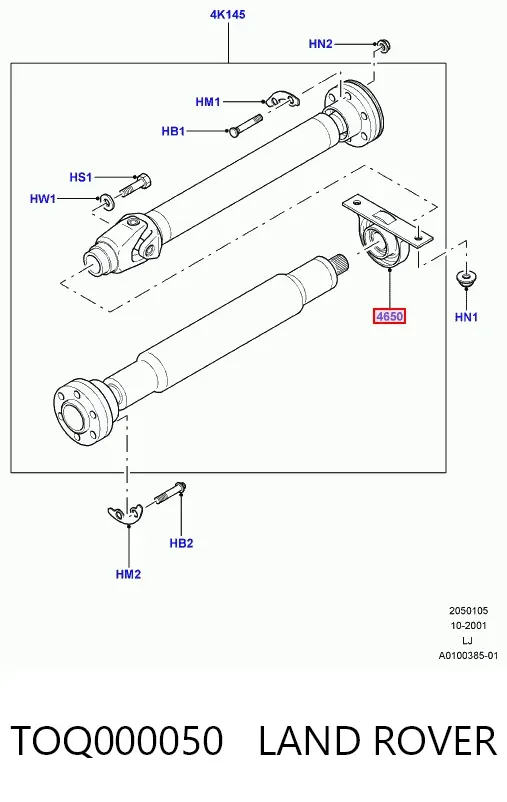 Łożysko podwieszane wału Cardana TOQ000050 Land Rover