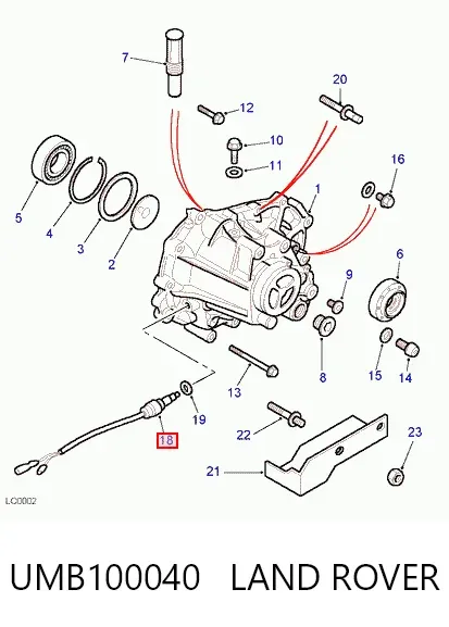 Czujnik włączania światła cofania UMB100040 Land Rover