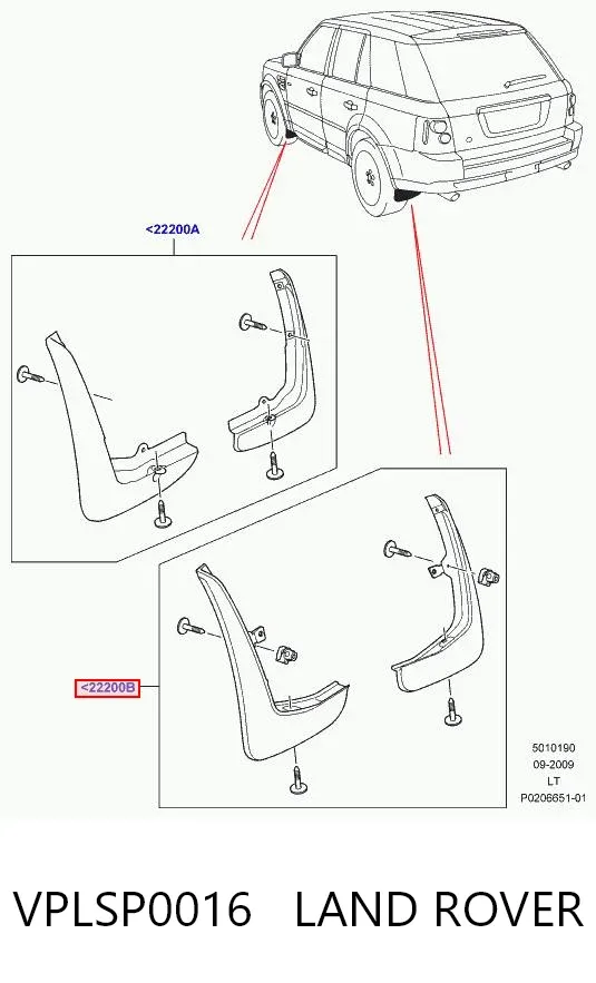 Chlapacze tylne, komplet VPLSP0016 Land Rover
