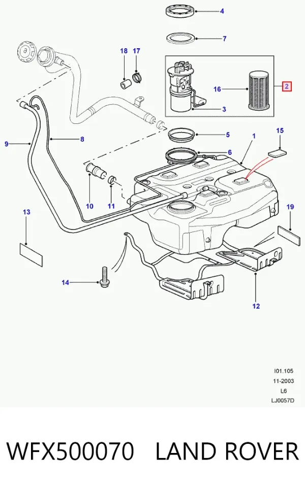 Moduł pompy paliwowej z czujnikiem poziomu paliwa WFX500070 Land Rover