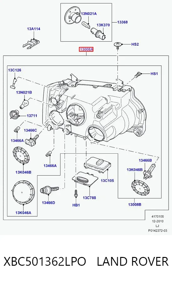 Reflektor prawy XBC501362LPO Land Rover