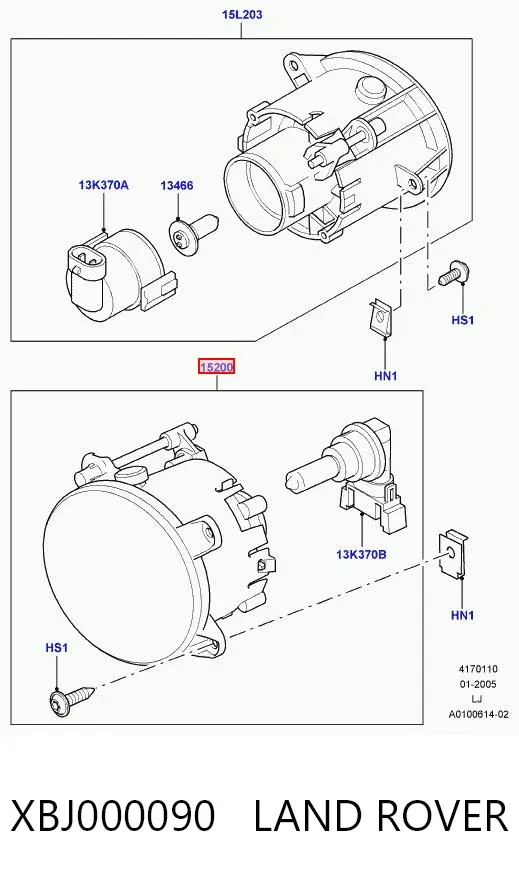 Lampa przeciwmgielna lewa XBJ000090 Land Rover