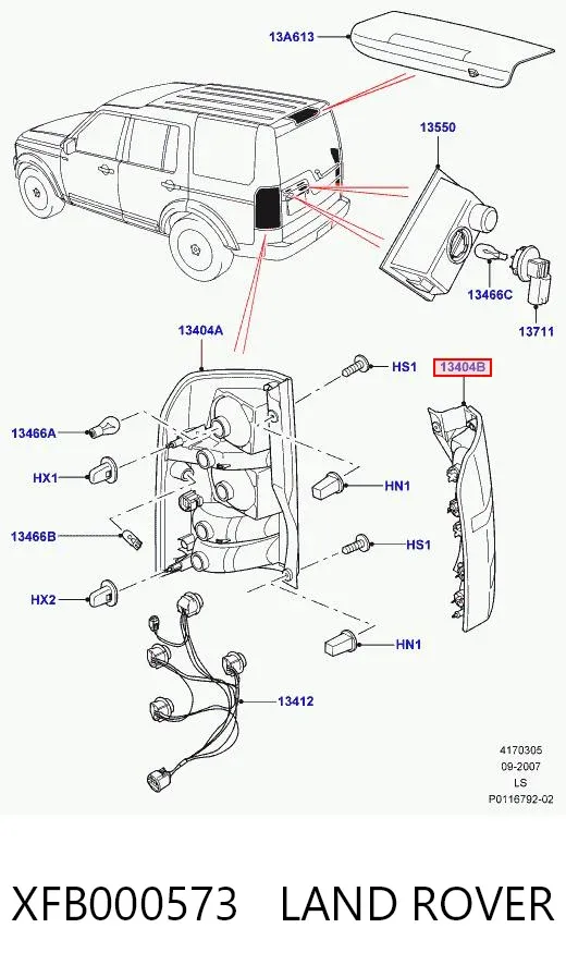 Lampa zespolona tylna lewa XFB000573 Land Rover