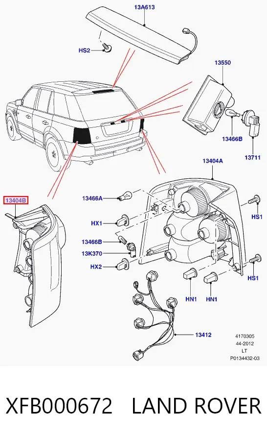 Lampa zespolona tylna lewa XFB000672 Land Rover