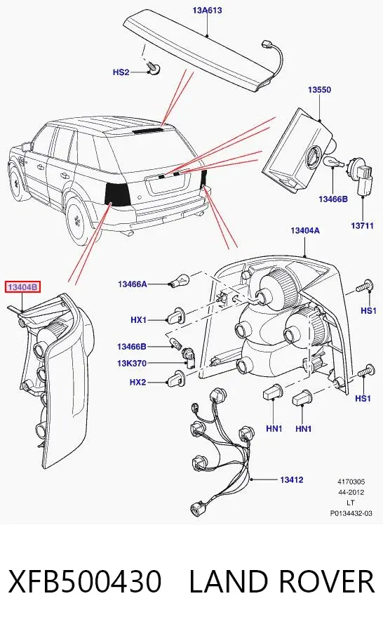 Lampa zespolona tylna lewa XFB500430 Land Rover