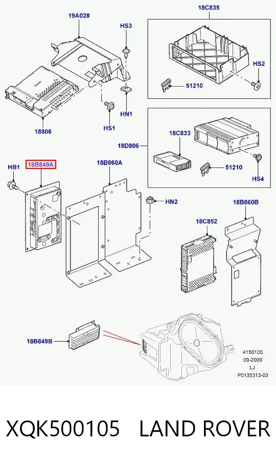 Wzmacniacz systemu audio XQK500105 Land Rover