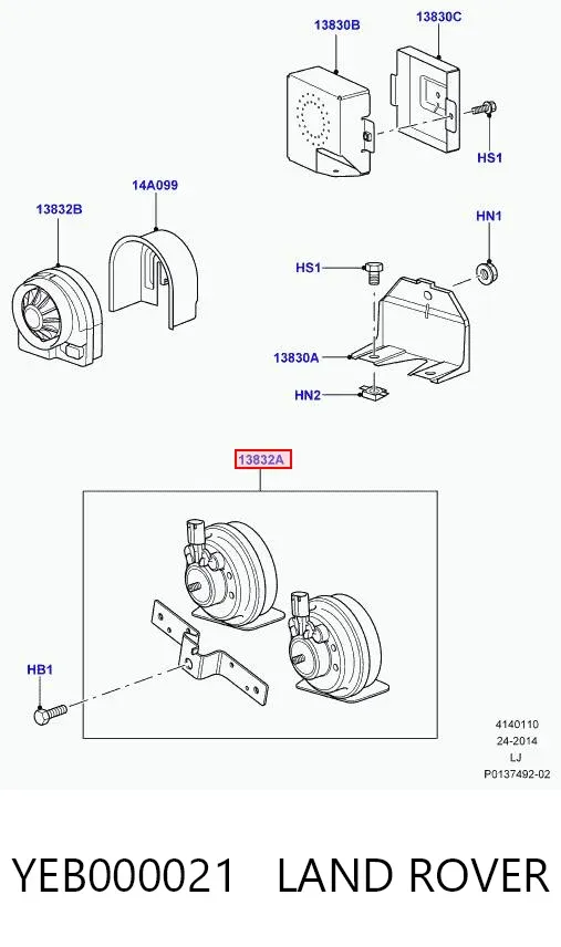 Sygnał dźwiękowy (klakson) YEB000021 Land Rover