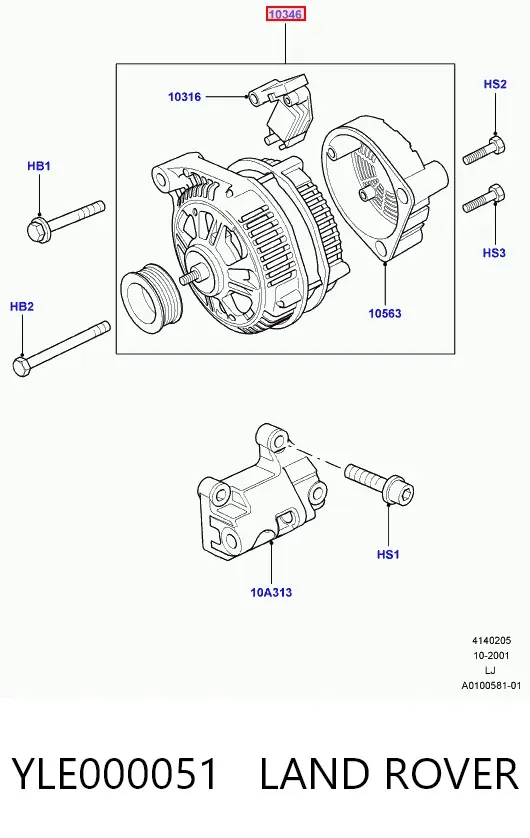 Alternator YLE000051 Land Rover
