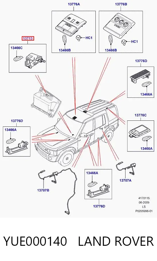 Zacisk hamulcowy tylny lewy YUE000140 Land Rover