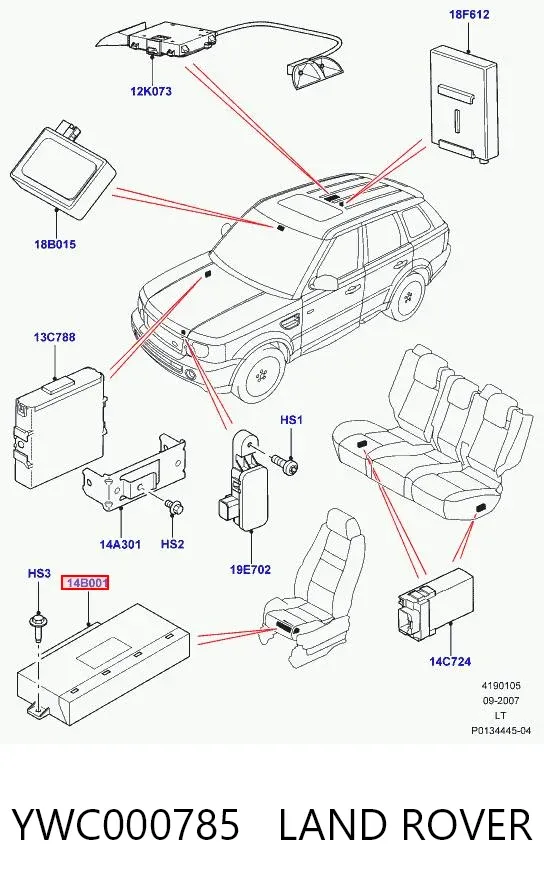 Moduł sterujący przedniego siedzenia (ECU) YWC000785 Land Rover