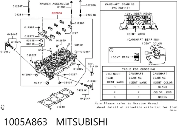 Głowica cylindrów 1005A863 Mitsubishi