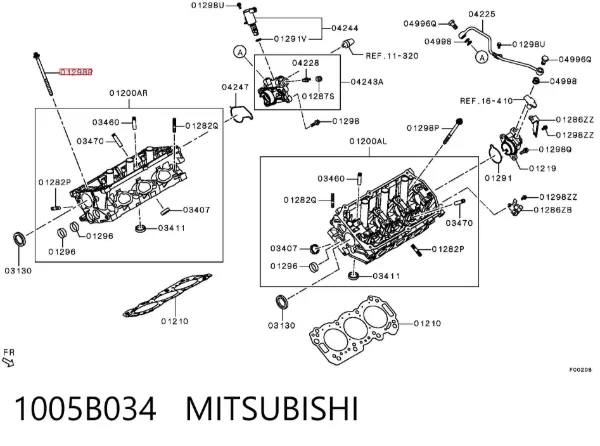 Śruba głowicy cylindrów 1005B034 Mitsubishi