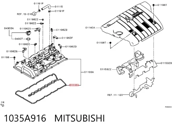 Uszczelka pokrywy zaworowej silnika 1035A916 Mitsubishi