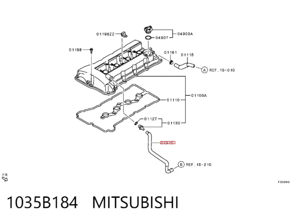 Króciec wentylacji kadłuba (separatora oleju) Mitsubishi Outlander III