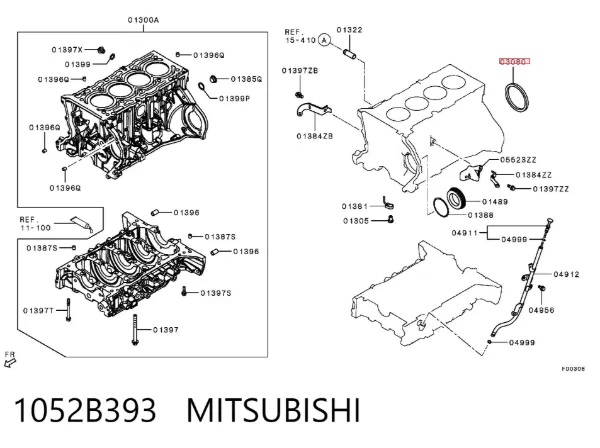 Uszczelniacz wału korbowego silnika tylny 1052B393 Mitsubishi