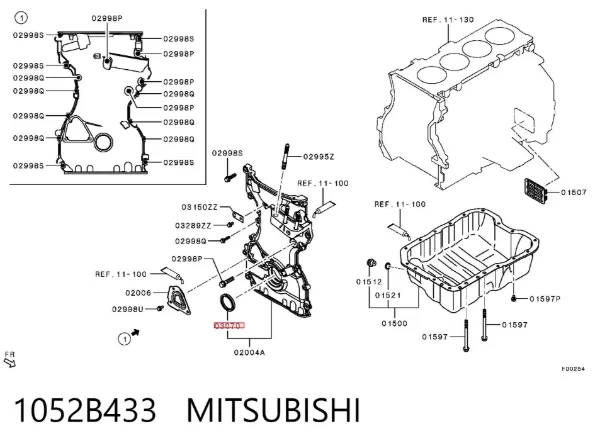 Uszczelniacz wału korbowego przedni 1052B433 Mitsubishi