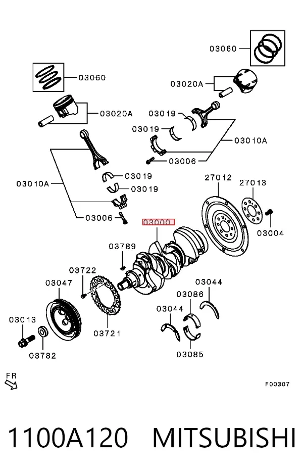 Wał korbowy silnika 1100A120 Mitsubishi