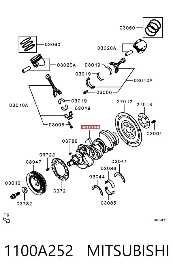 Wał korbowy silnika 1100A252 Mitsubishi
