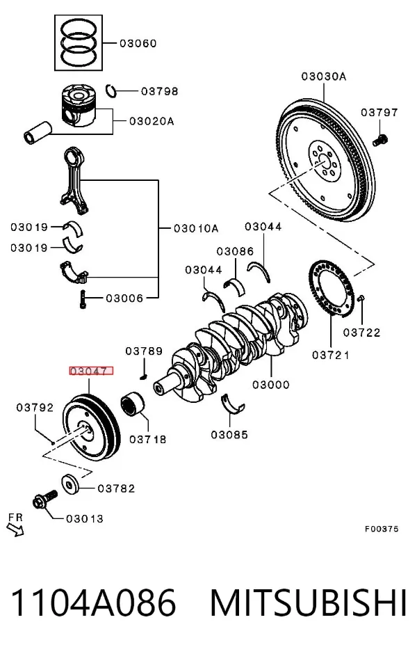 Koło pasowe wału korbowego 1104A086 Mitsubishi