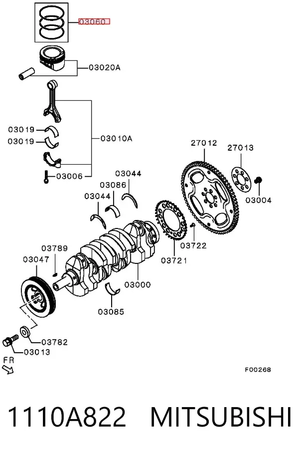 Pierścienie tłokowe na 1 cylinder, STD. 1110A822 Mitsubishi