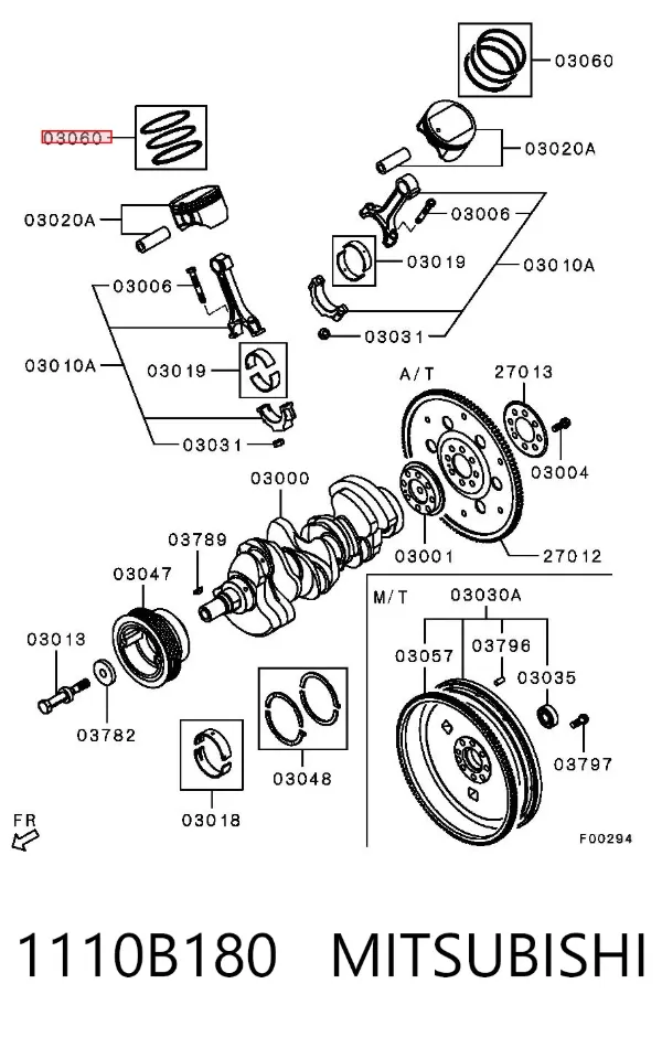 Pierścienie tłokowe na 1 cylinder, STD. 1110B180 Mitsubishi
