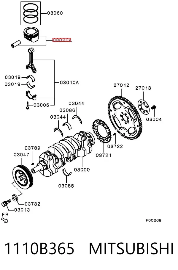 Tłok, komplet do jednego cylindru, STD 1110B365 Mitsubishi