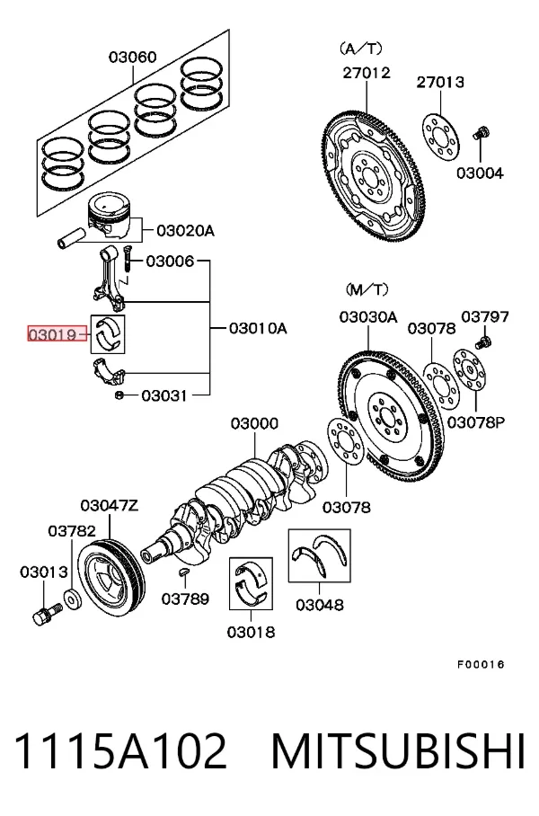 Panewki korbowodowe wału korbowego, zestaw, standardowe (STD) Mitsubishi Pajero PININ