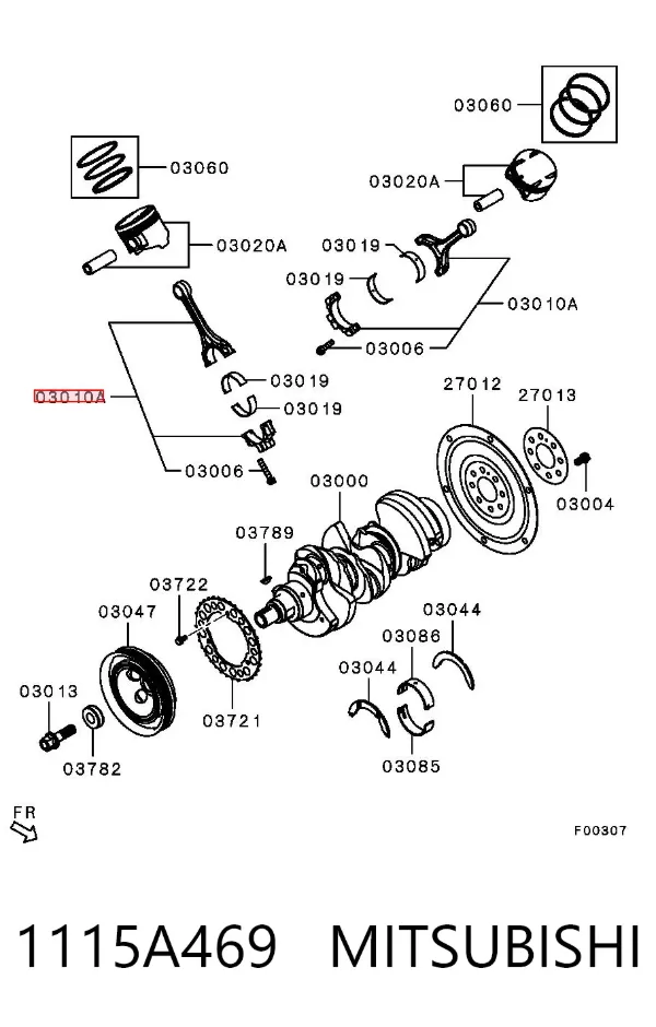 Korbowód tłoka silnika 1115A469 Mitsubishi