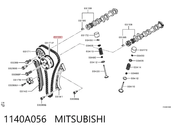 Łańcuch rozrządu 1140A056 Mitsubishi