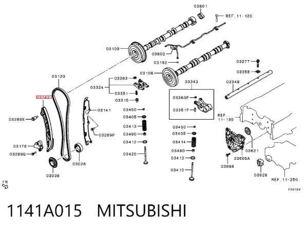 Tłumik drgań łańcucha rozrządu, prawy 1141A015 Mitsubishi