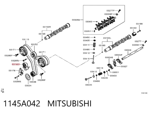 Rolka napinacza paska rozrządu 1145A042 Mitsubishi