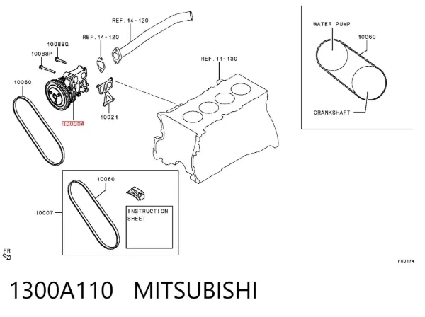 Pompa chłodząca wodna 1300A110 Mitsubishi
