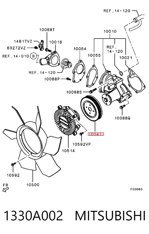 Koło pasowe pompy wodnej 1330A002 Mitsubishi