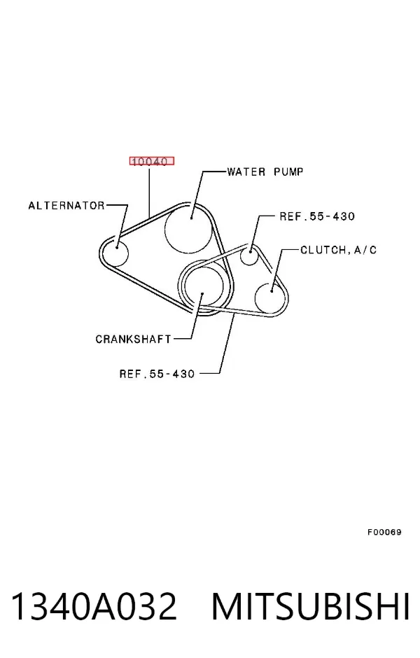 Pas napędowy mechanizmów 1340A032 Mitsubishi