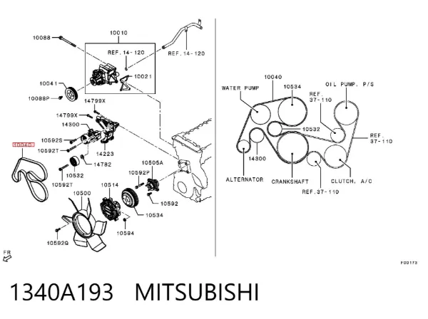 Pas napędowy mechanizmów 1340A193 Mitsubishi