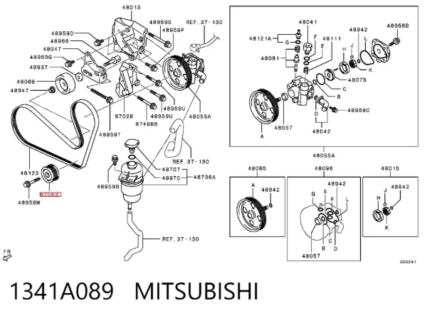 Rolka prowadząca, kierunkowa paska napędowego 1341A089 Mitsubishi