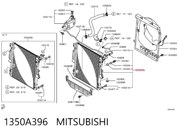 Chłodnica silnika 1350A396 Mitsubishi
