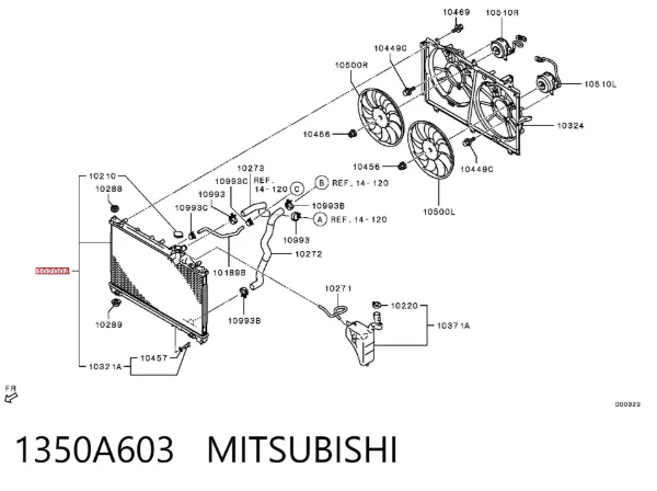 Chłodnica silnika 1350A603 Mitsubishi