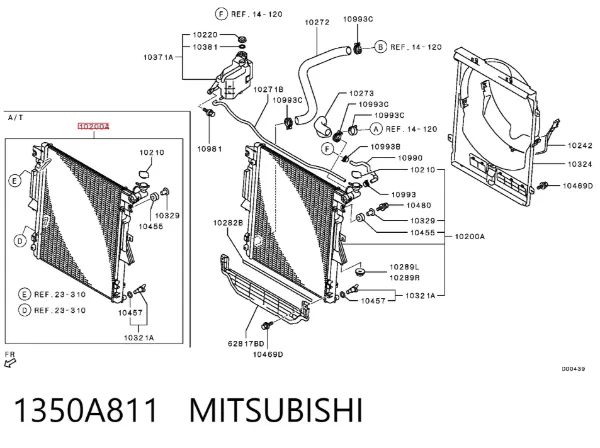 Chłodnica silnika 1350A811 Mitsubishi
