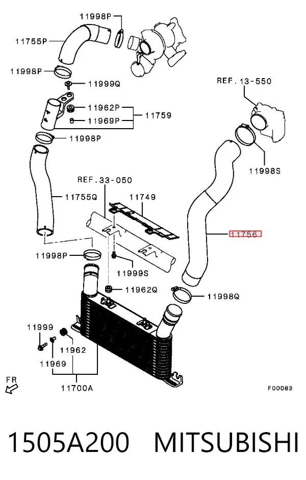 Przewód (króciec) intercoolera 1505A200 Mitsubishi