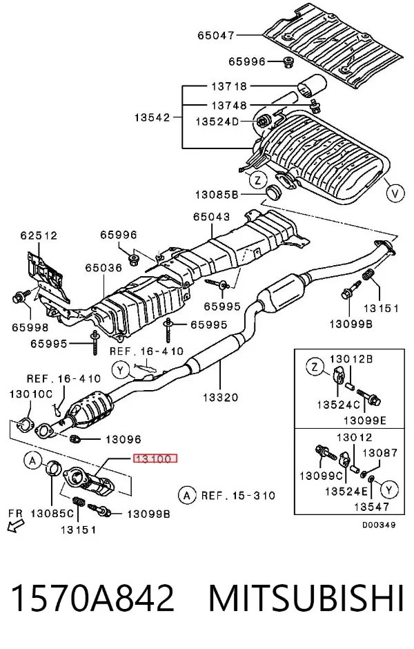 Przedni rura przyjęcia (kalesony) tłumika 1570A842 Mitsubishi