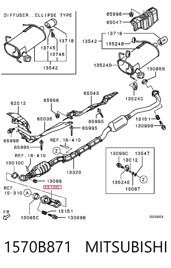 Przedni rura przyjęcia (kalesony) tłumika 1570B871 Mitsubishi